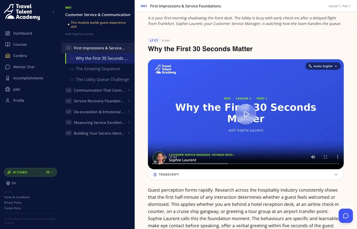 Video lesson view with progress sidebar